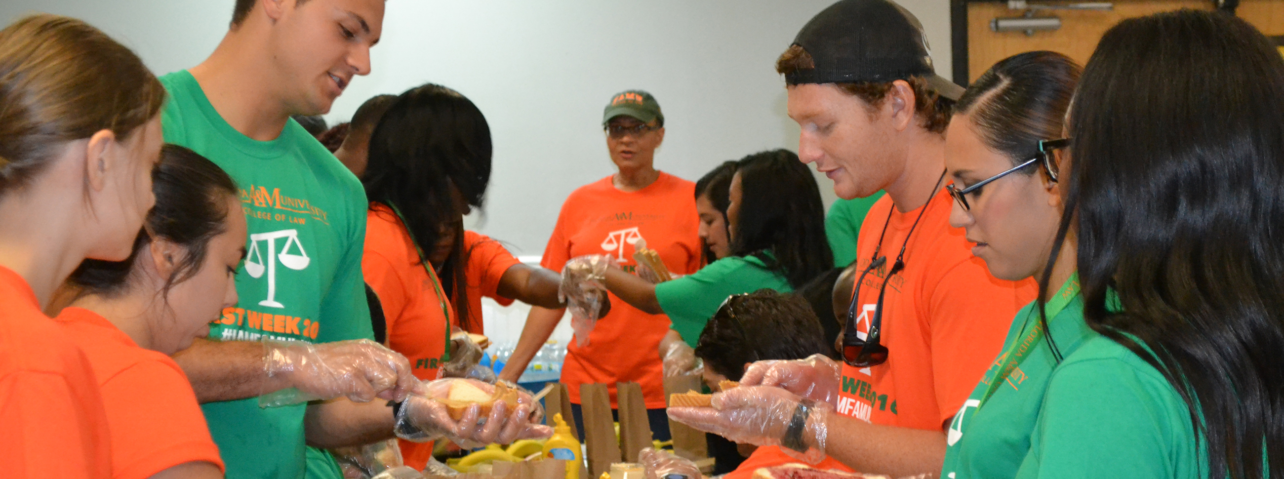 Volunteers distributing food